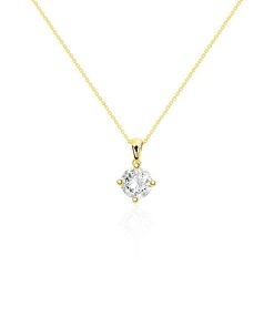 Joyas Nicols Colgantes | Collar Diamante Jackie Twisted 0.55-1.00Ct Solitario Oro Amarillo