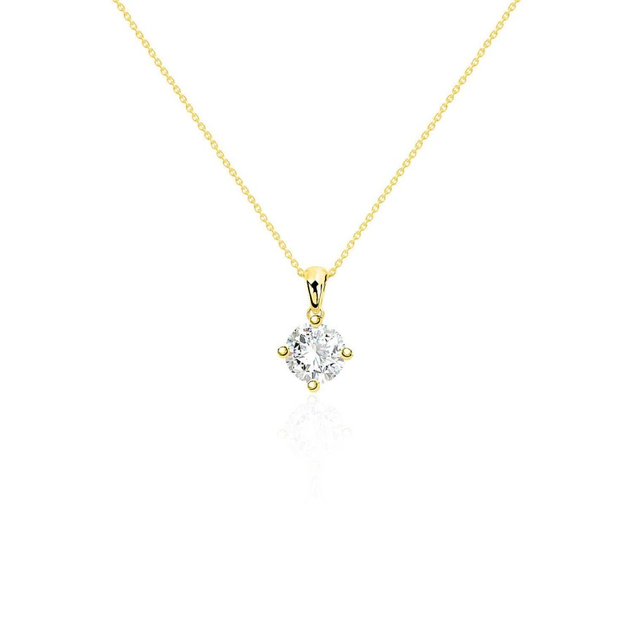 Joyas Nicols Colgantes | Collar Diamante Jackie Twisted 0.55-1.00Ct Solitario Oro Amarillo