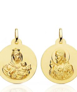 Joyas Nicols Medallas Y Cruces | Escapulario 22Mm Virgen Del Carmen Y Coraz N De Jes S 18Kt