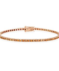 Joyas Nicols Pulseras | Pulsera Zafiros Naranjas 2.45Ct Oro Rosa Rainbow