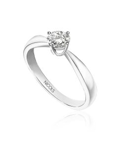 Joyas Nicols Anillos De Compromiso Solitario | Anillo Compromiso Jackie Twisted Oro Blanco (18Kt) Con Diamante 0.60Ct