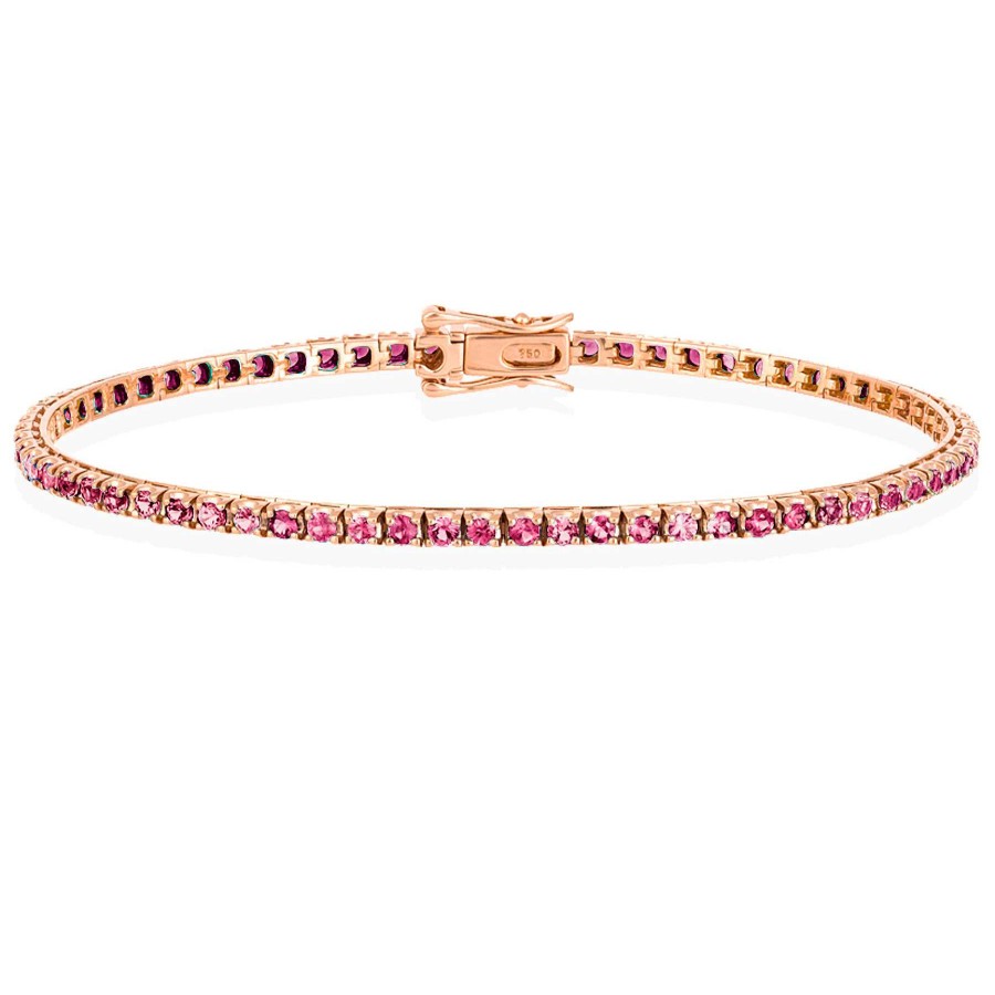 Joyas Nicols Pulseras | Pulsera Zafiros Rosa 3.80Ct Oro Rosa Rainbow