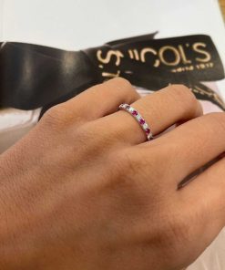 Joyas Nicols | Anillo Diamantes Rubi Azalea Oro Blanco