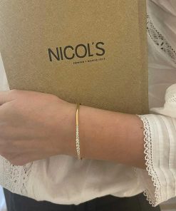 Joyas Nicols Pulseras | Brazalete Tubo Redondo Oro Rosa Eloise 17 Diamantes