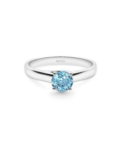 Joyas Nicols Anillos De Compromiso Solitario | Anillo Solitario Megan Zirc N Azul 0.20Ct Oro Blanco (18Kt)