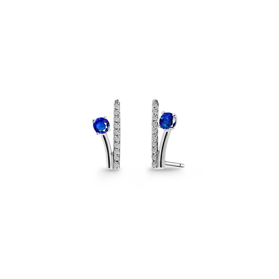 Joyas Nicols | Pendientes Trepadores Rama Diamantes Y Zafiros 0.40