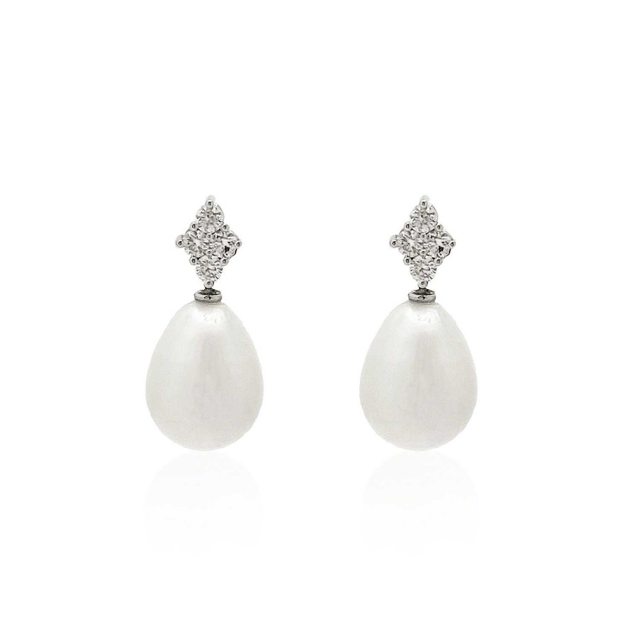 Joyas Nicols | Pendientes Diamantes Y Perlas Rombo