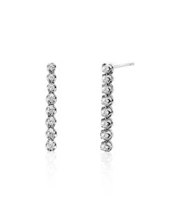 Joyas Nicols | Pendientes Diamantes Largos 0.55Ct Riviere Oro Blanco