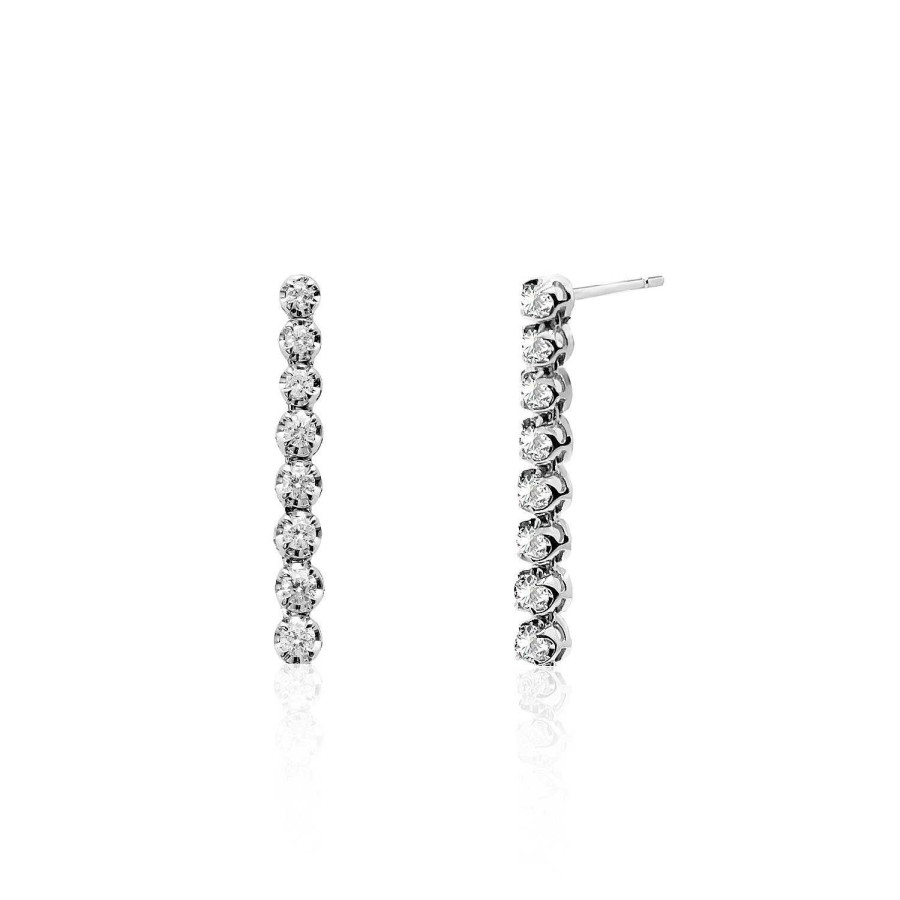 Joyas Nicols | Pendientes Diamantes Largos 0.55Ct Riviere Oro Blanco