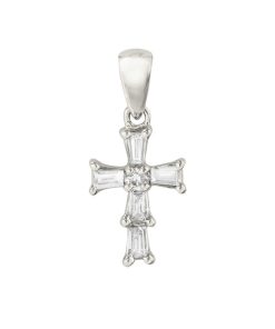 Joyas Nicols Medallas Y Cruces | Colgante Cruz Diamantes Baguettes 7X10Mm