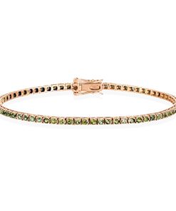 Joyas Nicols Pulseras | Pulsera Zafiros Verde Claro 2.45Ct Oro Rosa Rainbow