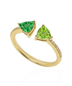 Joyas Nicols | Anillo Diamantes Cuarzo Verde Y Cuarzo Lim N Trillon