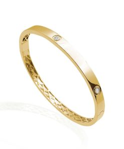 Joyas Nicols Pulseras | Brazalete De Oro Amarillo Y Diamantes Tornillos Armonia 5Mm