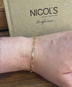 Joyas Nicols Pulseras De Hombre | Pulsera Hombre Anillas Rectangulares Oro Amarillo 3Cm