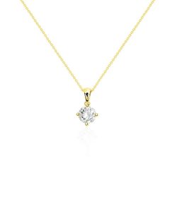 Joyas Nicols Colgantes | Collar Diamante Jackie Twisted 0.10-0.50Ct Solitario Oro Amarillo