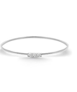 Joyas Nicols Pulseras | Brazalete Tubo Redondo Oro Blanco Eloise 3 Diamantes