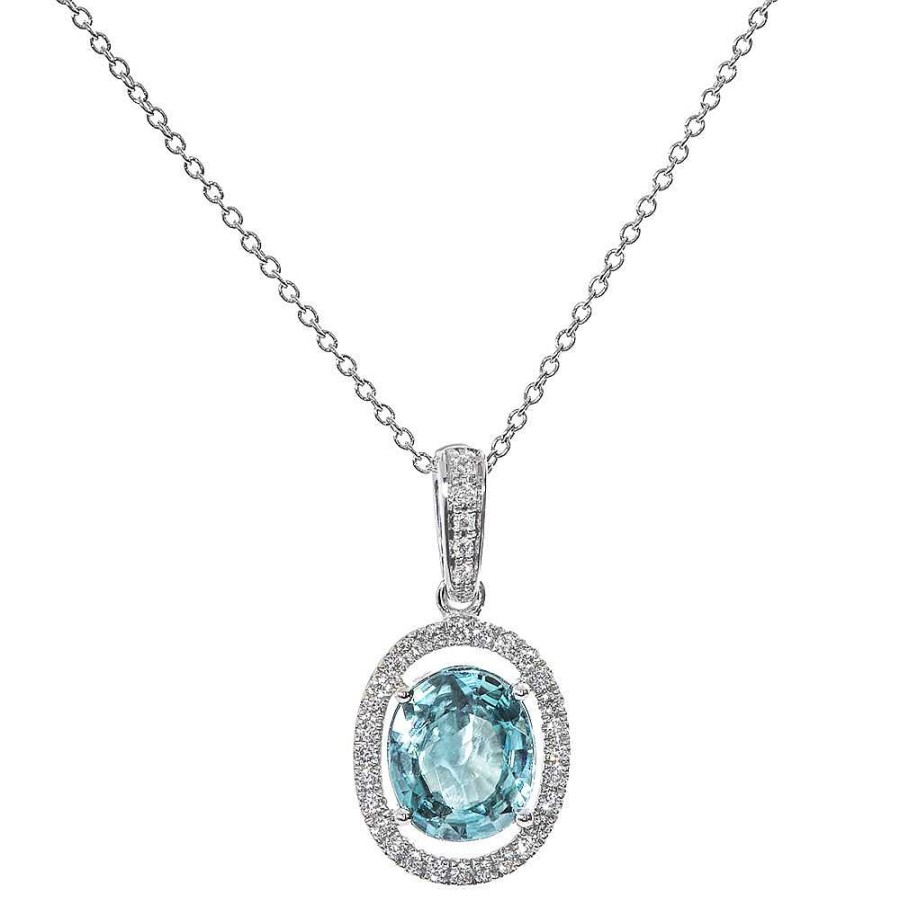 Joyas Nicols Colgantes | Colgante Oro Zircon Azul Sello Oval