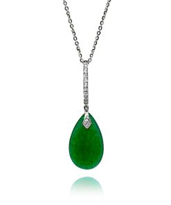 Joyas Nicols Colgantes | Colgante Jade Verde Oro Y Diamantes Serenity