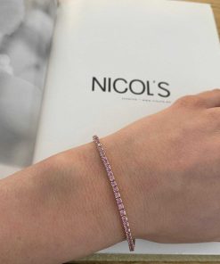 Joyas Nicols Pulseras | Pulsera Zafiros Rosa Claro 2.45Ct Oro Rosa Rainbow