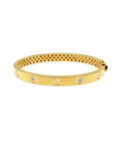 Joyas Nicols Pulseras | Brazalete De Oro Tornillos Y Diamantes Armon A 6Mm