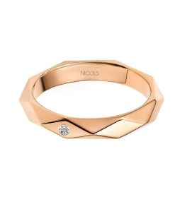 Joyas Nicols Alianza De Boda Diamantes | Alianza De Boda Baco Oro Rosa 40Mm Diamante