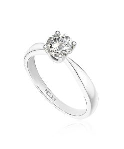 Joyas Nicols Anillos De Compromiso Solitario | Anillo Compromiso Jackie Oro Blanco (18Kt) Con Diamante 0.95Ct