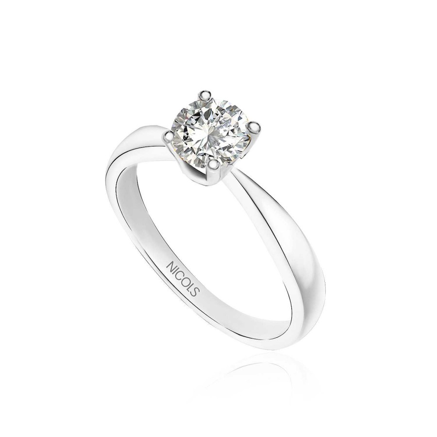 Joyas Nicols Anillos De Compromiso Solitario | Anillo Compromiso Jackie Oro Blanco (18Kt) Con Diamante 0.95Ct