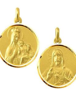 Joyas Nicols Medallas Y Cruces | Escapulario Virgen Del Carmen Y Sagrado Coraz N 18Kt Bisel