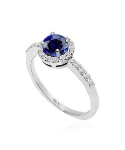 Joyas Nicols Anillos De Compromiso Azul | Anillo Zafiro Clavel 0.60