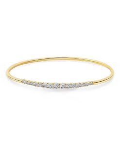 Joyas Nicols Pulseras | Brazalete Tubo Redondo Oro Amarillo Eloise 17 Diamantes