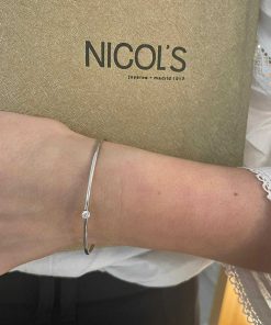 Joyas Nicols Pulseras | Brazalete Tubo Redondo Oro Blanco Eloise 1 Diamante