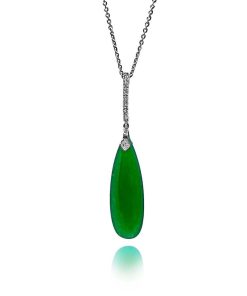 Joyas Nicols Colgantes | Colgante Jade Verde Oro Y Diamantes Serenity