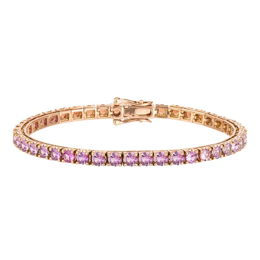 Joyas Nicols Pulseras | Pulsera Zafiros Rosa 9.50Ct Oro Rosa Rainbow