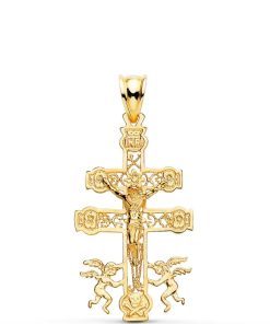 Joyas Nicols Medallas Y Cruces | Cruz De Caravaca Oro Hombre 18Kt 35X20Mm Grabado