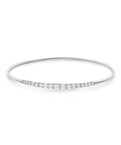 Joyas Nicols Pulseras | Brazalete Tubo Redondo Oro Blanco Eloise 17 Diamantes