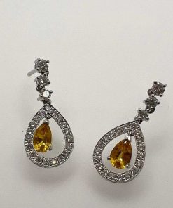 Joyas Nicols | Pendientes Citrinos Y Diamantes Leticia