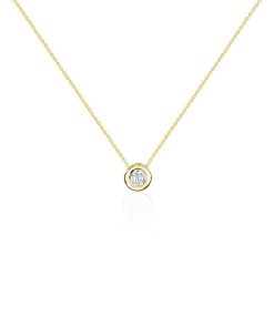 Joyas Nicols Colgantes | Collar Diamante Lady 0.10-0.50Ct Solitario Oro Amarillo