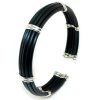 Joyas Nicols Pulseras | Pulsera Plata Y Caucho Unisex B Veda Gall N Doble 12Mm