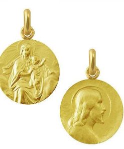 Joyas Nicols Medallas Y Cruces | Escapulario Virgen Del Carmen Manto Y Salvador 18Kt