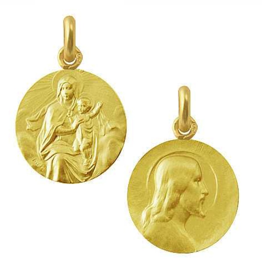 Joyas Nicols Medallas Y Cruces | Escapulario Virgen Del Carmen Manto Y Salvador 18Kt