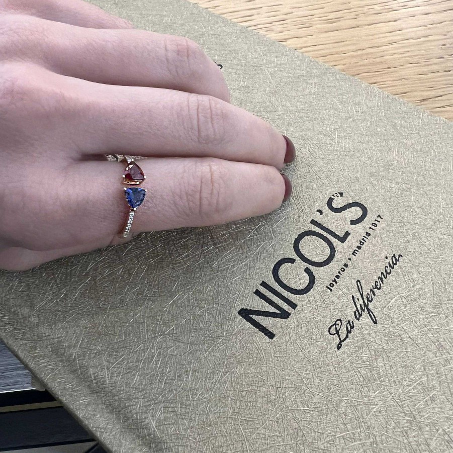 Joyas Nicols | Anillo Diamantes Granate Y Iolita Trillon