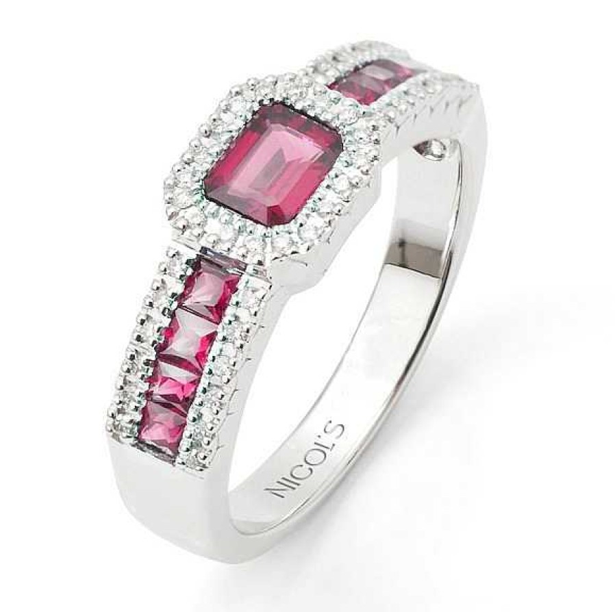 Joyas Nicols Anillos De Compromiso Rojo | Anillo Rub Es Y Diamantes Diamond Color