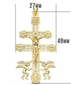 Joyas Nicols Medallas Y Cruces | Cruz De Caravaca Oro Hombre 18Kt 49X27Mm Grabado