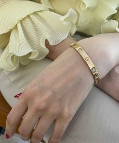 Joyas Nicols Pulseras | Brazalete De Oro Tornillos Y Diamantes Armon A 6Mm