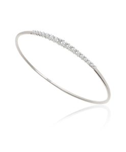 Joyas Nicols Pulseras | Brazalete Tubo Redondo Oro Blanco Eloise 17 Diamantes