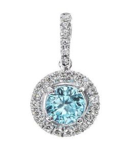 Joyas Nicols Colgantes | Colgante Oro Zircon Azul Sello Redondo