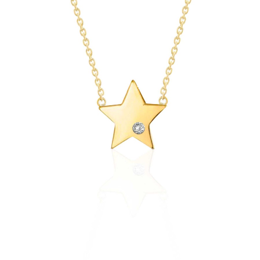 Joyas Nicols Colgantes | Collar Estrella Diamante Oro Amarillo Always