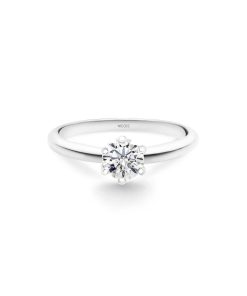 Joyas Nicols Anillos De Compromiso Solitario | Anillo Compromiso Charlotte Oro Blanco (18Kt) Con Diamante 0.10-0.50Ct