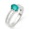 Joyas Nicols Anillos De Compromiso Verde | Anillo Esmeralda Oval Y Diamantes Diamond Colour