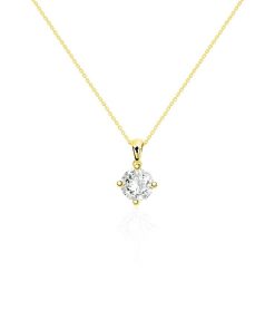 Joyas Nicols Colgantes | Collar Diamante Jackie Twisted 0.55-1.00Ct Solitario Oro Amarillo